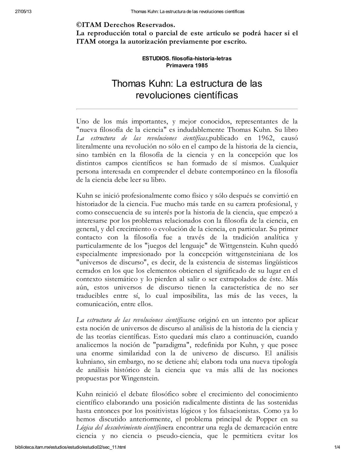 Thomas Kuhn La estructura de las revoluciones científicas